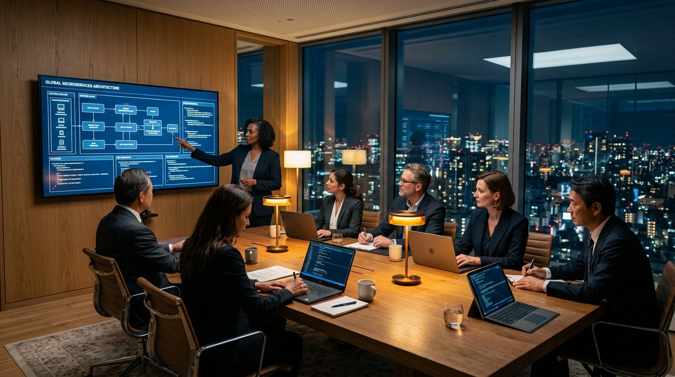 Product strategy team reviewing digital guides